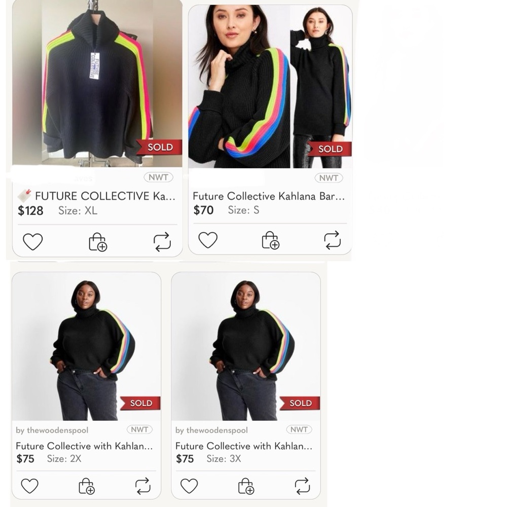 Future Collective Kahlana Barfield Black Neon Stripes Turtleneck LG LIKE NEW - Picture 13 of 14